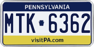 PA license plate MTK6362