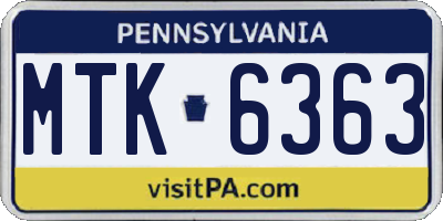 PA license plate MTK6363