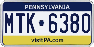 PA license plate MTK6380