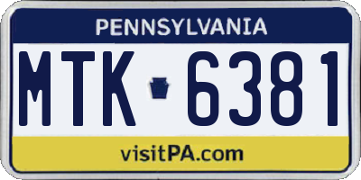 PA license plate MTK6381