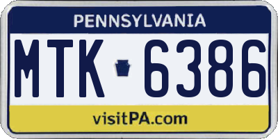 PA license plate MTK6386