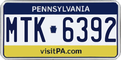 PA license plate MTK6392