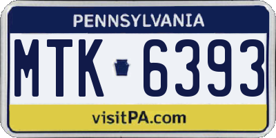 PA license plate MTK6393