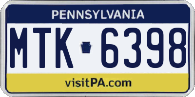 PA license plate MTK6398