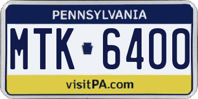 PA license plate MTK6400