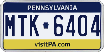 PA license plate MTK6404