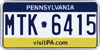 PA license plate MTK6415