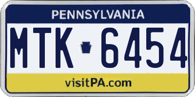 PA license plate MTK6454