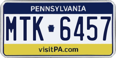 PA license plate MTK6457