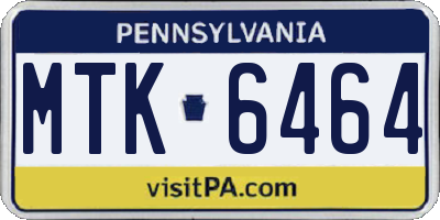 PA license plate MTK6464