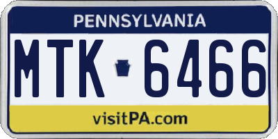 PA license plate MTK6466