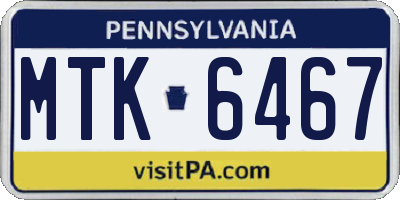 PA license plate MTK6467
