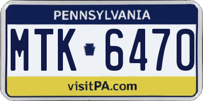 PA license plate MTK6470