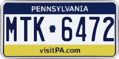 PA license plate MTK6472
