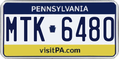 PA license plate MTK6480