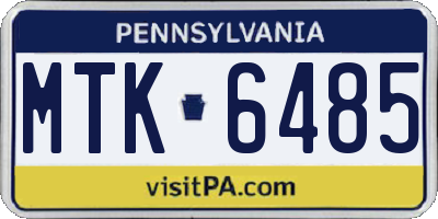 PA license plate MTK6485