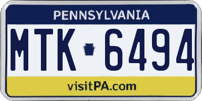 PA license plate MTK6494