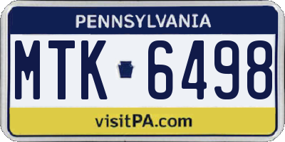 PA license plate MTK6498