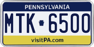 PA license plate MTK6500