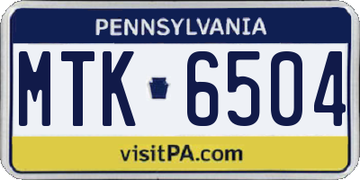 PA license plate MTK6504