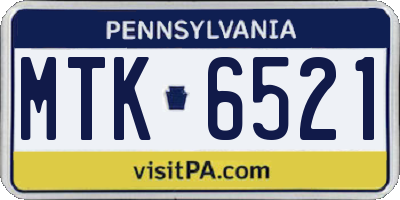 PA license plate MTK6521