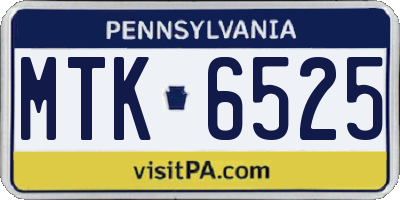 PA license plate MTK6525
