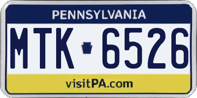 PA license plate MTK6526
