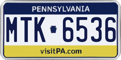 PA license plate MTK6536