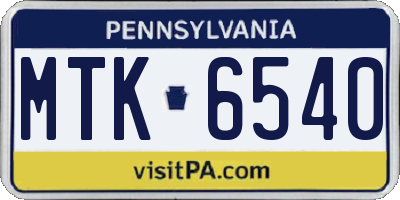 PA license plate MTK6540