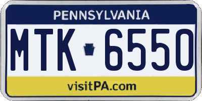 PA license plate MTK6550