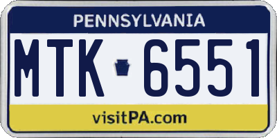 PA license plate MTK6551