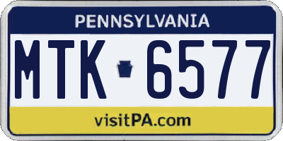 PA license plate MTK6577