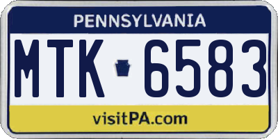 PA license plate MTK6583