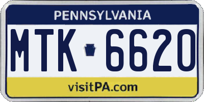 PA license plate MTK6620