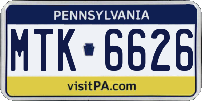 PA license plate MTK6626
