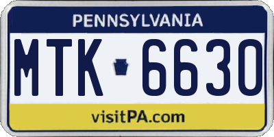PA license plate MTK6630