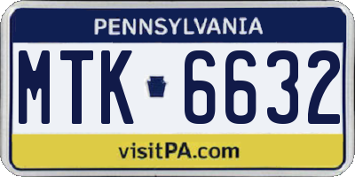 PA license plate MTK6632