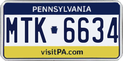 PA license plate MTK6634