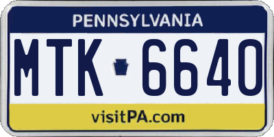 PA license plate MTK6640