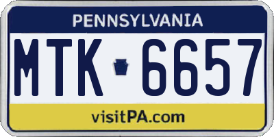 PA license plate MTK6657