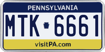 PA license plate MTK6661