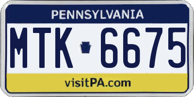 PA license plate MTK6675