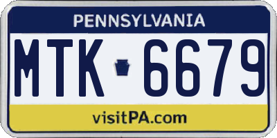 PA license plate MTK6679