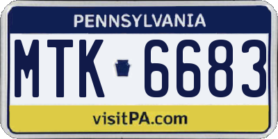 PA license plate MTK6683