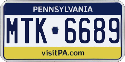 PA license plate MTK6689