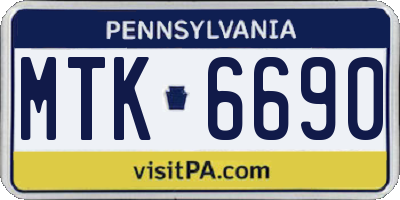 PA license plate MTK6690