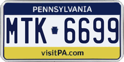 PA license plate MTK6699