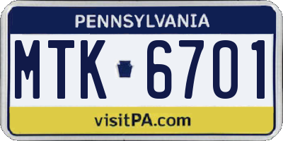 PA license plate MTK6701