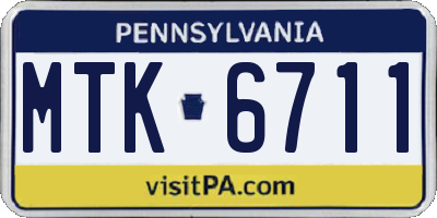 PA license plate MTK6711