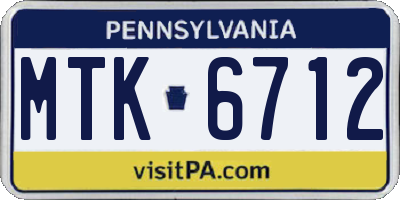 PA license plate MTK6712